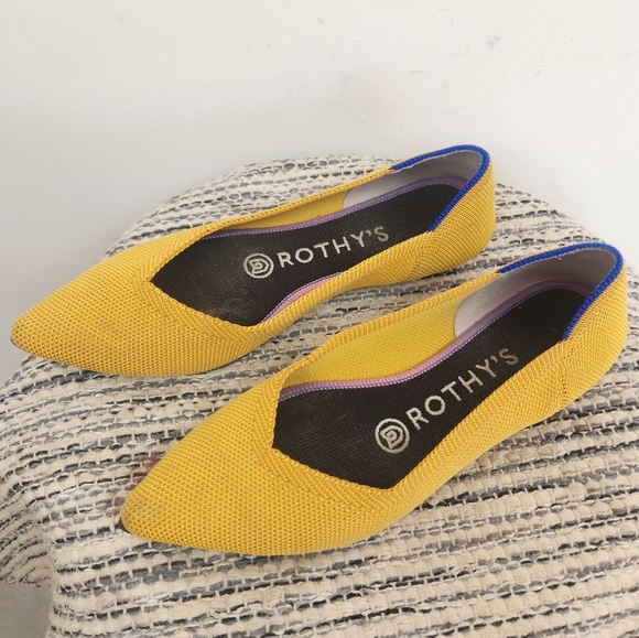 Rothy's Shoes - Rothy's The Point Toe Flats Marigold Yellow Size 5.5 Womens